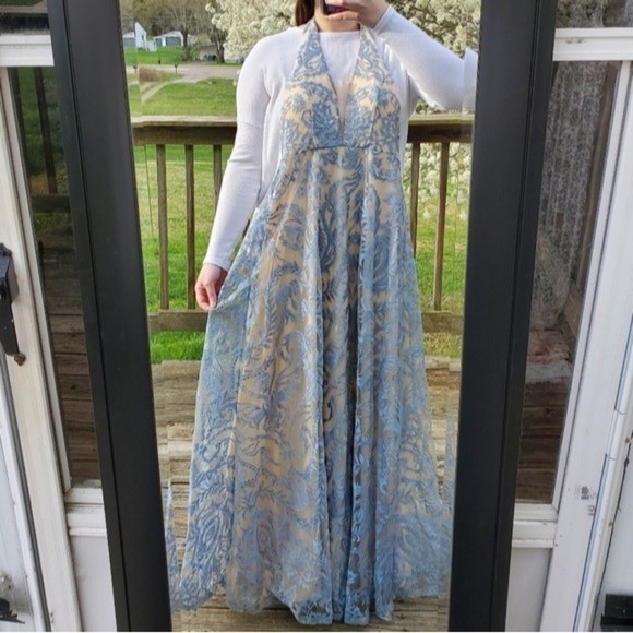 Speechless Light Blue Embroidered A-line Gown - Picture 10 of 16